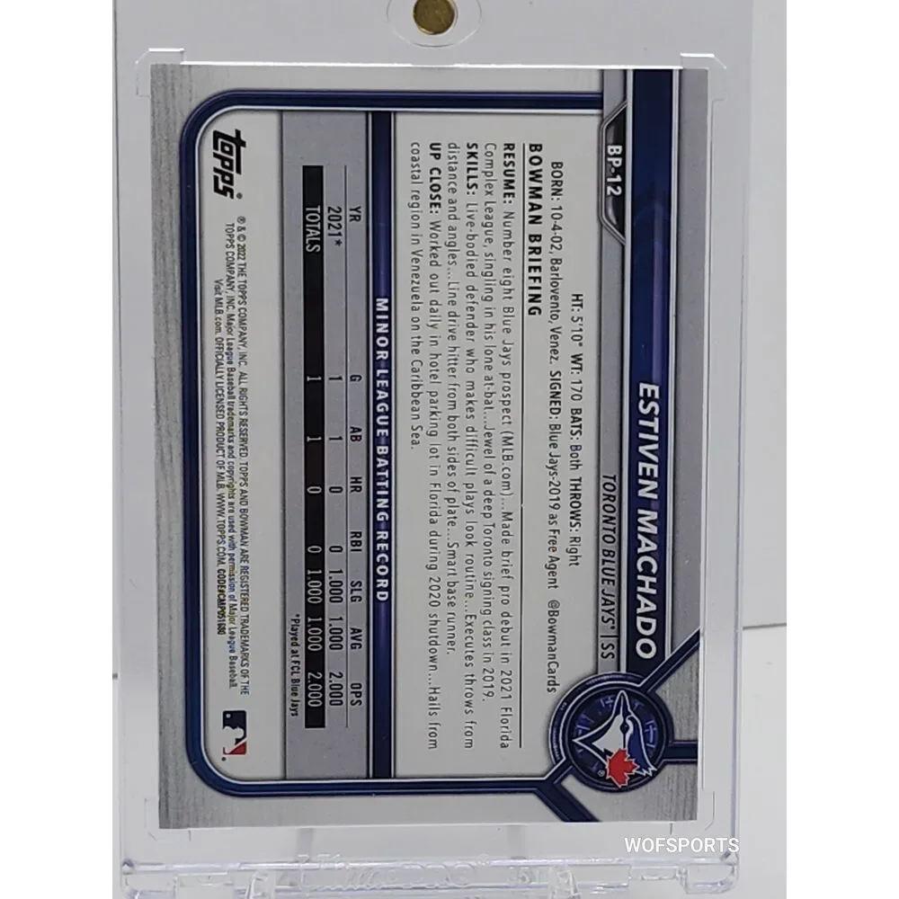 2022 Bowman 1st Bowman Purple 84/199 Estiven Machado BP-12 Toronto Blue Jays